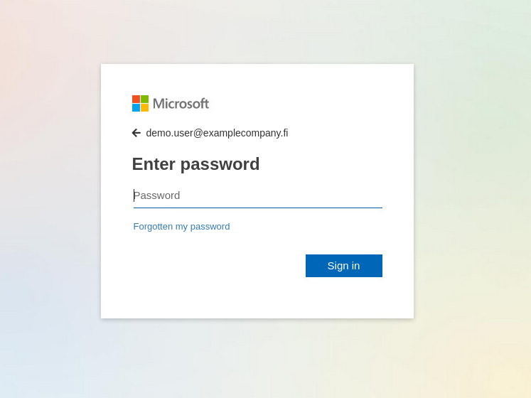 A view from a phishing pages login window.